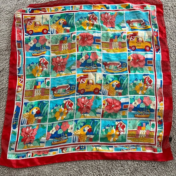 NWOT Gorgeous Italian red silk scarf - Picture 1 of 11
